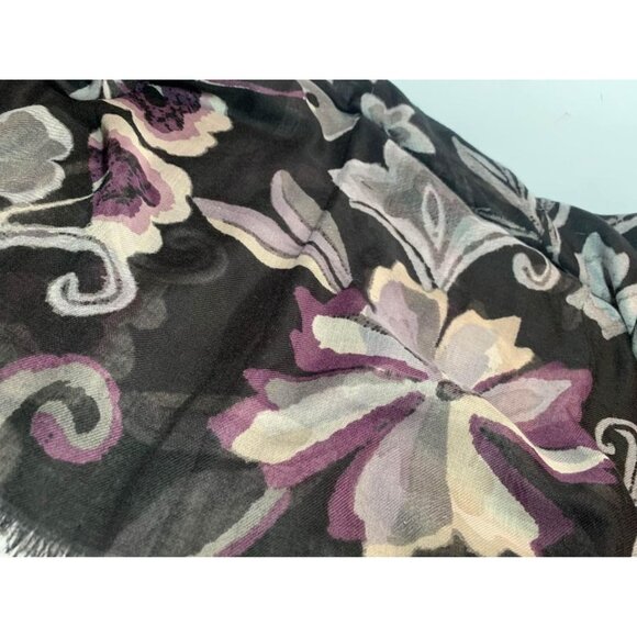 Womens Black and Gray Purple Scarf 35" x 80" - Picture 12 of 16